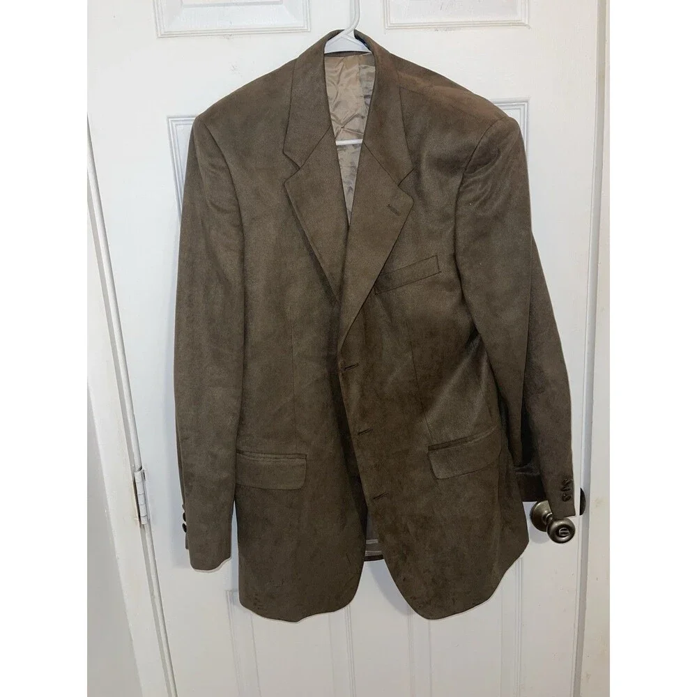 Brandini Le Collezioni Foleys Sport Coat-Blazer Poly/Microfiber Brown Faux Suede